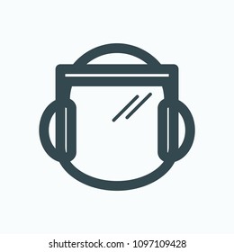 Protective mask, mesh face shield mask with hearing protection for trimming grass vector icon