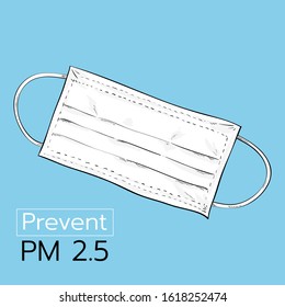 Protective mask on a blue background.Protective mask N95,Protective mask PM 2.5,vector illustration.
