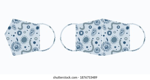 protective mask with patterns of coronaviruses