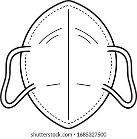 Protective mask. Vector outline icon.
