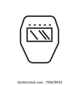 Protective mask of the welder. linear icon. Line with Editable stroke