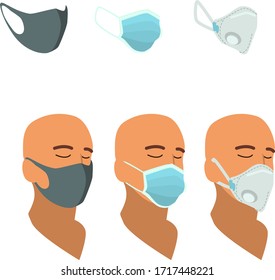 protective masks flat illustration set