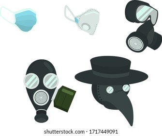 protective masks flat illustration set