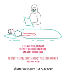 Protective measures against the coronavirus. COVID-19 disease advice for the public. Icon, sign, pictogram in simple style. Medical virology set. Vector illustration isolated on a white background