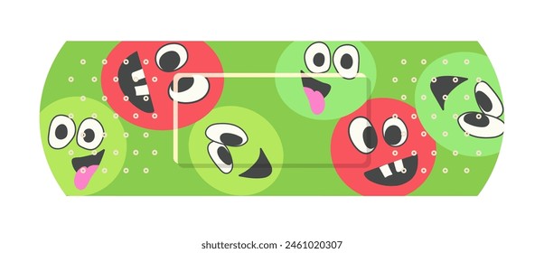 Protective medical adhesive plaster bandage with cute smile emoji design vector illustration