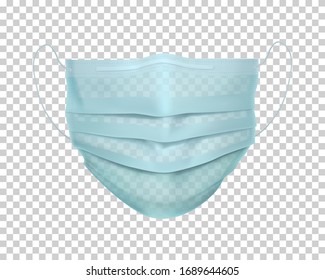 Protective medical face mask. Personal safety and health care equipment vector illustration. Realistic respirators and surgical mask. Disposable device for coronavirus protection and self prevention.