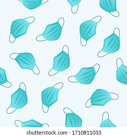 Protective medical face mask seamless pattern. Vector background for healthcare medical design.
