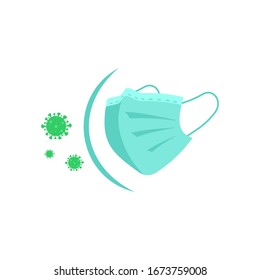 Protective medical face mask. Vector. Protection against viros, flu, allergies. Disease Prevention vector illustration. Environmental pollution