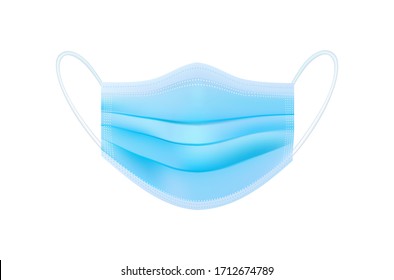 Protective medical mask with ear strap Cover mouth and nose, preventing dust, odor and various germs. Realistic vector file. Virus covid 19 protect.