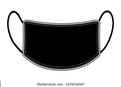 Protective medical mask isolated. black face mask illustration on white background. Medical mask information banner with text place. Coronavirus protective mask. 2019-nCoV disease pandemia prevention.