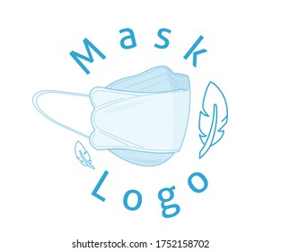 Protective medical mask logo vector illustration with dummy text on white background.