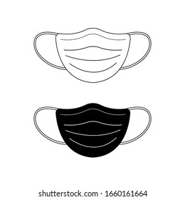 Protective medical masks set. Safety breathing mask. Protection breathing medical respiratory mask. Dust protection respirator. Disease prevention symbols. Protect face masking. Vector illustration.