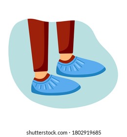 Protective medical shoe covers concept vector illustration on white background. Feet protection for hospital in flat design.