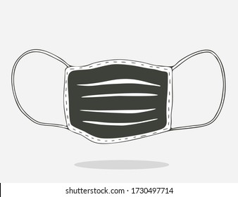 Protective medical, surgical mask to protect bacteria and viruses. Monochrome industrial safety mask, dust mask, respiratory respiratory. Healthcare concept. Vector isolated illustration in a flat