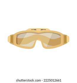 Protective military glasses cartoon illustration. Khaki glasses for soldiers and officers on white background. Army, equipment, protection concept