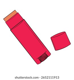 Protetor e Hidratante Lip Balm Block Stick. Desenho isolado no fundo branco. ilustração digital colorida desenhada à mão. Vetor EPS10 e IPG