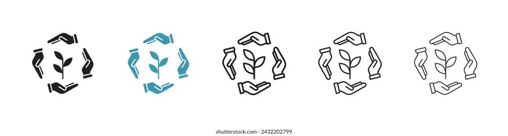 Protective Nature Vector Icon Set. Conservation Effort Vector Symbol for UI Design.