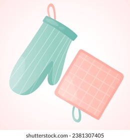 Protective oven gloves and potholders isolated on a white background