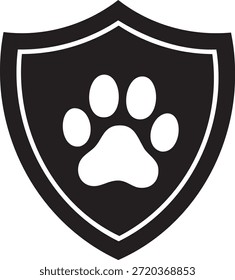 Logotipo protector del escudo del animal doméstico con el símbolo de la impresión de la pata