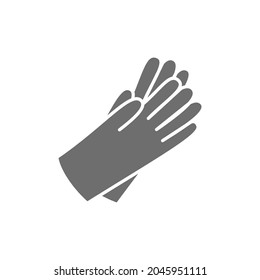 Protective rubber gloves grey icon. Isolated on white background