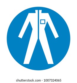 Protective safety clothing must be worn, safety overalls mandatory sign