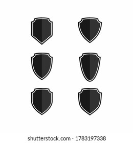 Protective security shield icon set with outline.