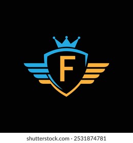 Protective Security Shield With Letter F Logo