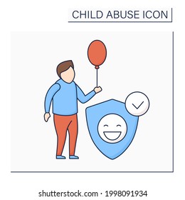 Protective services color icon. Child protective agency. Supported place. Care. Child abuse concept. Isolated vector illustration