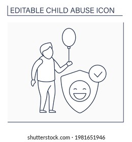 Protective services line icon. Child protective agency. Supported place. Care. Child abuse concept. Isolated vector illustration. Editable stroke