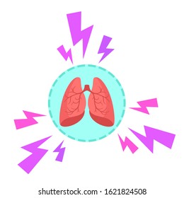 Protective shell around the lungs. Protect you lungs from polluted smoke, tobacco nicotine. Stop lung cancer, concept. Medical vector illustration, flat design element. Isolated on white background.