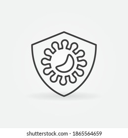 Protective Shield against Bacteria outline vector concept icon or design element