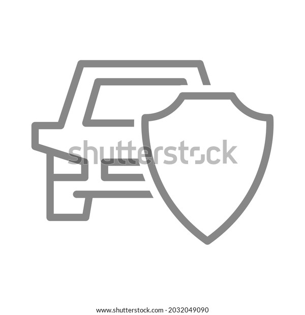 Protective shield and car line icon.\
Protection, car\
insurance