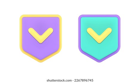 Protector marca de verificación protección protección antivirus seguridad de datos personales 3d conjunto de iconos realistas de ilustración vectorial. Marca de verificación de protección de privacidad cifrado de base de datos de ataques de hackers de protección de seguridad