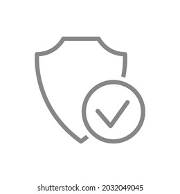 Protective shield with check mark line icon. Satisfaction, positive assessment of the protection system