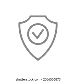 Protective shield with check mark line icon. Protection, satisfaction, positive assessment of the protection system