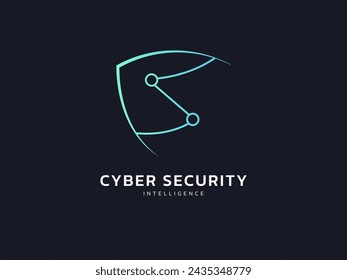 Schutzschild mit Cyber-Sicherheit und Schutzbuchstaben S Platine Logo Vektor Design Konzept. Artificial Intelligence Letter S Platinenlinien formen Schild für Big Data, Verifizieren, Web, ui.