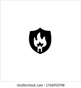 Protective shield from fire. Fire shield. black solid vector icons