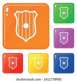 Protective shield icons set collection vector 6 color isolated on white background