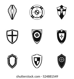 Protective shield icons set. Simple illustration of 9 protective shield vector icons for web