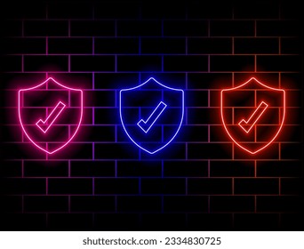 protective shield. neon style. Green, red, yellow, pink, blue, orange.