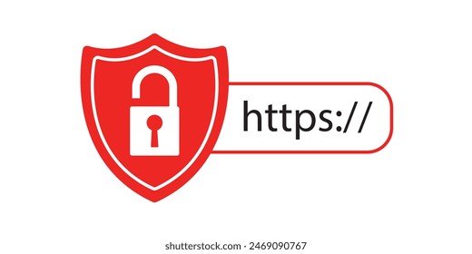 Protective shield. Shield with padlock. Concepts for preventing data theft when using the Internet. Vector illustration.