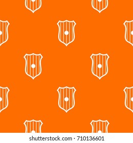 Protective shield pattern repeat seamless in orange color for any design. Vector geometric illustration