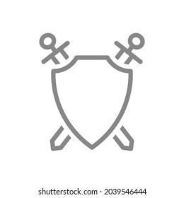 Schutzschild mit dem Symbol für Schwerter. Schutz, Ritterverteidiger, Kriegerwacher