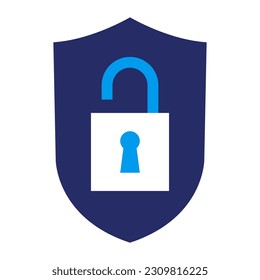 Protector con icono de bloqueo desbloqueado, concepto de seguridad y privacidad