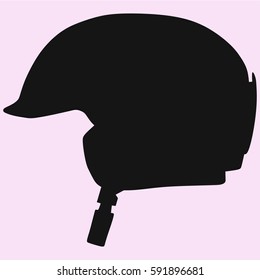 protective ski helmet vector silhouette isolated