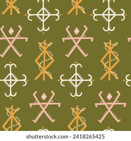 Protective Slavic Runes Norse Seamless Pattern