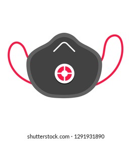 Protective smog mask flat style design vector illustration icon sign isolated on white background. 