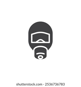 Icono protector del Vector de la máscara de humo. cartel plano lleno para el concepto móvil y el Diseño web. Icono de glifo de Smoke Mask. Símbolo, ilustración del logotipo. Gráficos de Vector