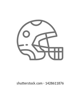 Protective sport helmet, game equipment line icon.