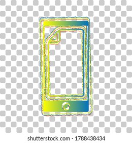Protective sticker on the screen. Blue to green gradient Icon with Four Roughen Contours on stylish transparent Background. Illustration.